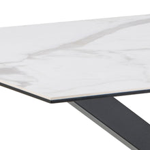 Load image into Gallery viewer, Heaven Rectangle Dining Table 135cm In White Ceramic With Black Metal Base