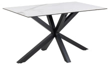 Load image into Gallery viewer, Heaven Rectangle Dining Table 135cm In White Ceramic With Black Metal Base