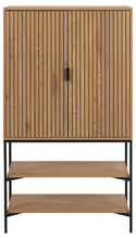 Load image into Gallery viewer, Jaipur Lamella Display Cabinet In Oak With 2 Doors And 2 Shelves 140x80x40cm