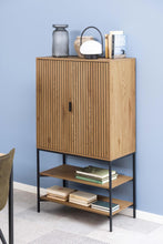 Load image into Gallery viewer, Jaipur Lamella Display Cabinet In Oak With 2 Doors And 2 Shelves 140x80x40cm