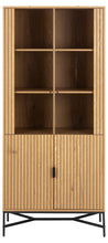 Load image into Gallery viewer, Jaipur Lamella Large Display Cabinet In Oak With 4 Doors And 6 Shelves 180x80x40cm