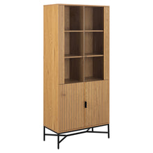 Load image into Gallery viewer, Jaipur Lamella Large Display Cabinet In Oak With 4 Doors And 6 Shelves 180x80x40cm