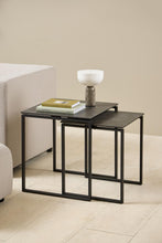 Load image into Gallery viewer, Katrine Ceramic Coffee Table Set in Black With Metal Base 50x50cm