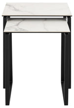 Load image into Gallery viewer, Katrine Ceramic Coffee Table Set in White With Metal Base 50x50cm