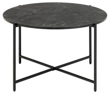 Load image into Gallery viewer, Lamoine Coffee Table Round With Marble Melamine Top And Strong Metal Base 70cm