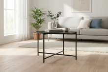 Load image into Gallery viewer, Lamoine Coffee Table Round With Marble Melamine Top And Strong Metal Base 70cm