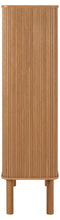 Load image into Gallery viewer, Langley Lamella Display Cabinet In Oak With Sliding Doors 145x80x40cm