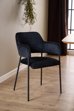 Load image into Gallery viewer, Lima Luxurious Black Fabric Dining Chair, Set Of 2 Velvet Upholstered Chairs With A Solid Metal Base