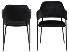 Load image into Gallery viewer, Lima Luxurious Black Fabric Dining Chair, Set Of 2 Velvet Upholstered Chairs With A Solid Metal Base