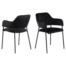 Load image into Gallery viewer, Lima Luxurious Black Fabric Dining Chair, Set Of 2 Velvet Upholstered Chairs With A Solid Metal Base