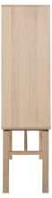 Load image into Gallery viewer, Linley Lamella Cabinet In White Oak With Push To Open Doors And 4 Shelves 150x91x40cm