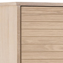 Load image into Gallery viewer, Linley Lamella Cabinet In White Oak With Push To Open Doors And 4 Shelves 150x91x40cm