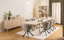 Load image into Gallery viewer, Linley Lamella Glass Cabinet In White Oak With 2 Push To Open Doors And 3 Shelves 180x80x40cm