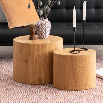 Mice Oak Coffee Side Table Set, A Stunning Look To Any Room 2pcs