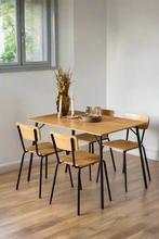 Load image into Gallery viewer, Peru Chene Oak Dining Chair Set Of 4 Comfortable Curved Wood Chairs With Solid Metal Base