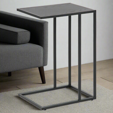 Load image into Gallery viewer, Seaford Over Arm C Shape Side Table With Black Top And Metal Base 43x35cm