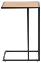 Load image into Gallery viewer, Over Arm C Shape Rectangle Side Table With Paper Oak Top And Metal Base 43x35cm