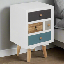 Load image into Gallery viewer, Stylish Thais White Bed Side Table In On Trend Multicoloured Design 36x30x59cm