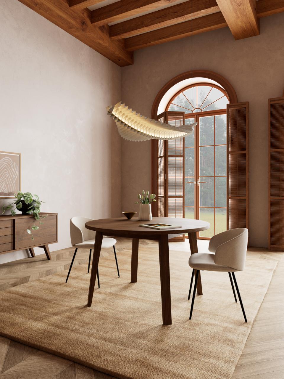 A-Line Extending Round Dining Table In Brown Oak 120 To 220cm