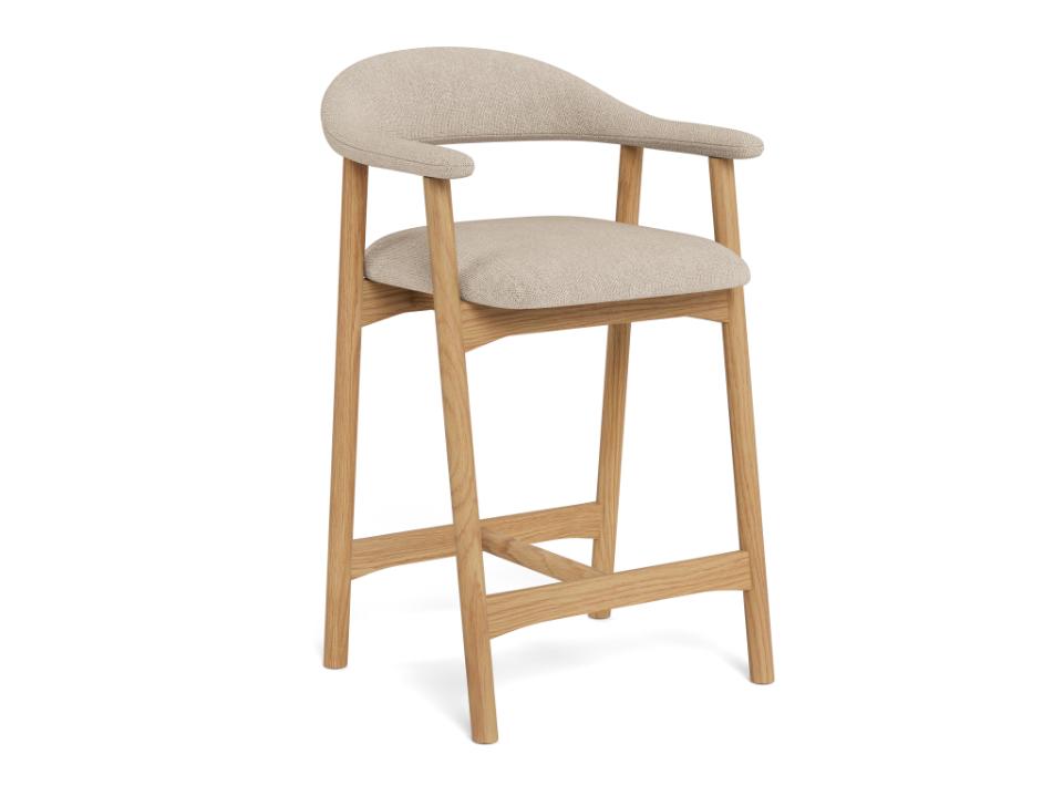 Addi Fabric Bar Counter Stool With Armrests And Footrest 90cm