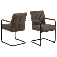 Load image into Gallery viewer, Adele Anthracite Designer Dining Chair With Armrest And Vertical Stitching, Set Of 2 Chairs
