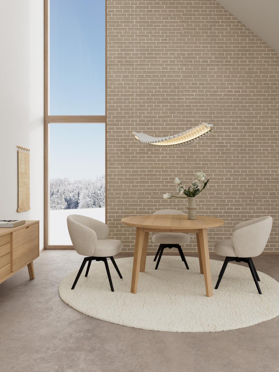 A-Line Round Dining Table In White Oak Spacious 120cm