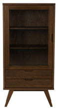 Load image into Gallery viewer, A-Line Deluxe Display Cabinet Brown Oak With Glass Door And 2 Storage Drawers 72x36x145cm