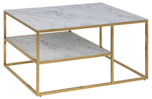 Load image into Gallery viewer, Alisma Rectangle Coffee Table In White Marble Glass And Gold Base 90x60cm