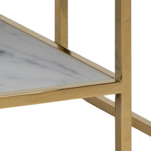 Load image into Gallery viewer, Alisma Rectangle Coffee Table In White Marble Glass And Gold Base 90x60cm