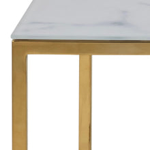 Load image into Gallery viewer, Alisma Rectangle Coffee Table In White Marble Glass And Gold Base 90x60cm