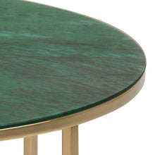Load image into Gallery viewer, Alisma Designer Round Glass Coffee Table Green Marble Print With A Splendid Golden Frame