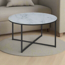 Load image into Gallery viewer, Alisma Coffee Table In A Choice Of Silver, Gold Or Black Metal Frame 80cm