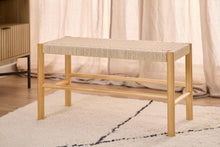 Load image into Gallery viewer, Alvin Bench With Weaved Rope Paper Plaits And Lacquered Pine Wood