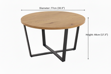 Load image into Gallery viewer, Amble Coffee Table In Brown Oak Melamine Finish And Metal Base 77cm