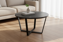 Load image into Gallery viewer, Amble Coffee Table In Black Melamine Marble Finish And Metal Base 77cm