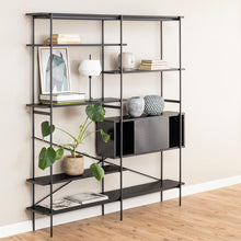 Load image into Gallery viewer, Angus Large Bookcase Shelving Unit With 5 Black Shelves And Metal Frame 172x27x188 cm