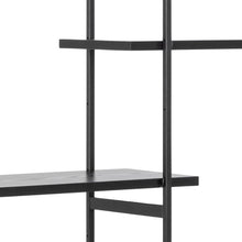 Load image into Gallery viewer, Angus Large Bookcase Shelving Unit With 5 Black Shelves And Metal Frame 172x27x188 cm