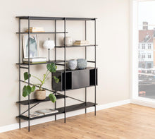 Load image into Gallery viewer, Angus Large Bookcase Shelving Unit With 5 Black Shelves And Metal Frame 172x27x188 cm
