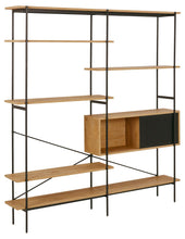 Load image into Gallery viewer, Angus Large Bookcase Shelving Unit With 5 Oak Shelves And Black Metal Frame 172x27x188 cm