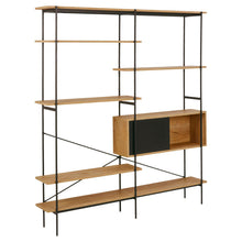 Load image into Gallery viewer, Angus Large Bookcase Shelving Unit With 5 Oak Shelves And Black Metal Frame 172x27x188 cm