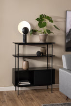 Load image into Gallery viewer, Angus Bookcase Shelving Unit With Sliding Doors Black Shelves And Steel Frame 94x27x114 cm