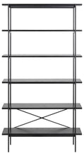 Load image into Gallery viewer, Angus Tall Bookcase Shelving Unit With 5 Shelves And Black Metal Frame 94x27x172 cm