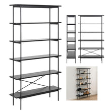 Load image into Gallery viewer, Angus Tall Bookcase Shelving Unit With 5 Shelves And Black Metal Frame 94x27x172 cm