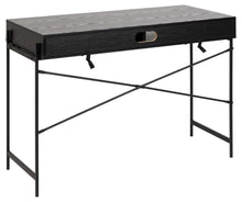 Load image into Gallery viewer, Angus Bureau Modern Office Desk In Black With Metal Legs And Sliding Door Spacious 120cm