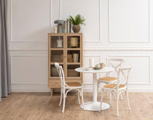 Load image into Gallery viewer, Aston Display Cabinet In White Oak With 2 Glass Doors, Shelves And Drawer 145x80x40 cm