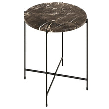 Load image into Gallery viewer, Avila Amour Round Side Table In Brown Marble With A Metal Base 42cm