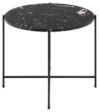 Load image into Gallery viewer, Avila Amour 52cm Round Side Table In Black Marble With A Metal Base
