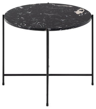 Load image into Gallery viewer, Avila Amour 52cm Round Side Table In Black Marble With A Metal Base