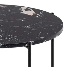 Load image into Gallery viewer, Avila Amour 52cm Round Side Table In Black Marble With A Metal Base
