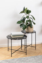 Load image into Gallery viewer, Avila Amour 52cm Round Side Table In Black Marble With A Metal Base
